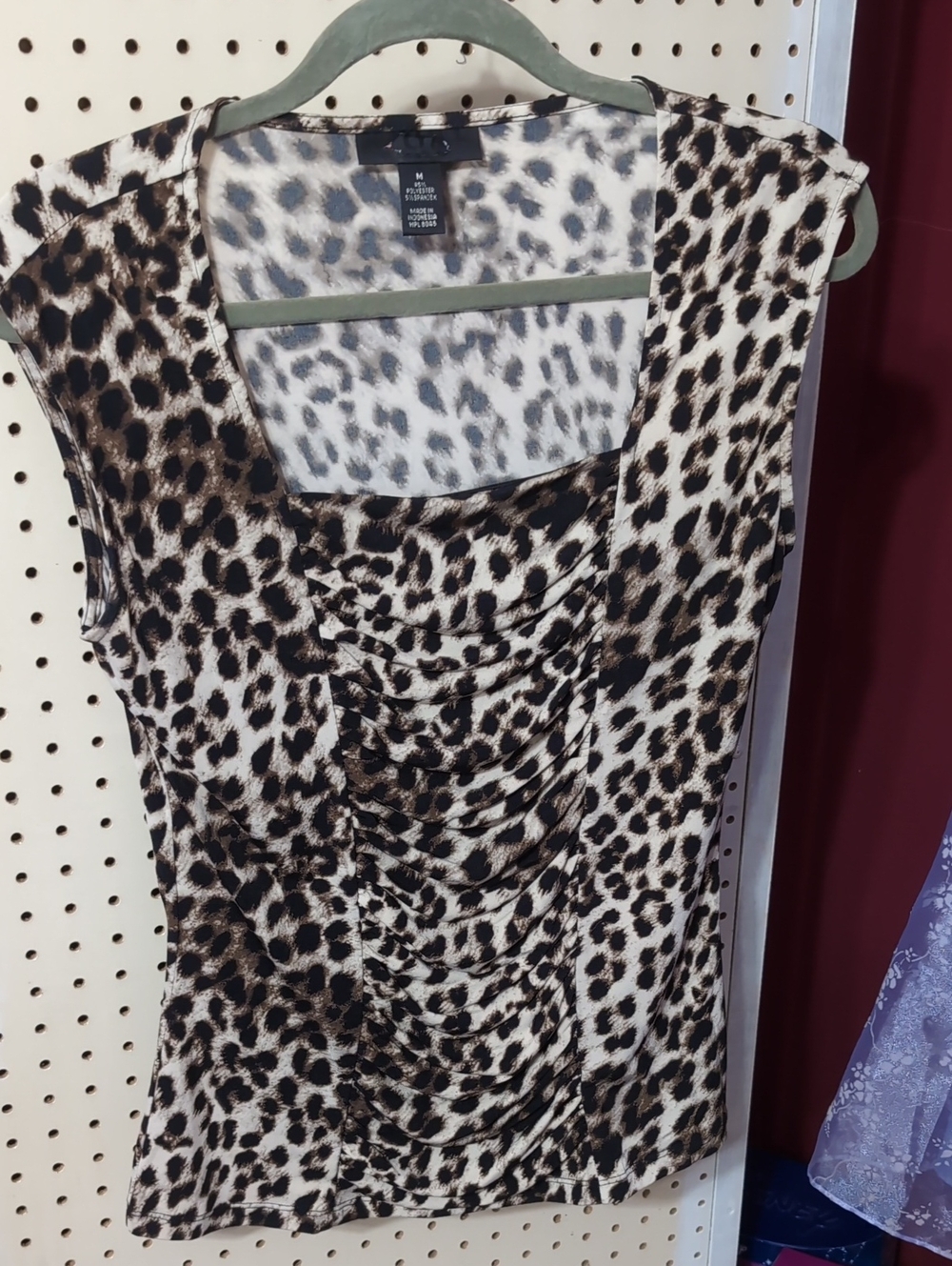 Leopard Print Sleeveless Drape Front Top - Brown & Black